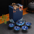 Service à Thé Céramique Jun Kiln – Brume d'Océan & Reflets d'Azur coffret
